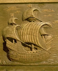 Reliëf dat een Venetiaanse galei afbeeldt van het graf van Alessandro Contarini (gest. 1553)